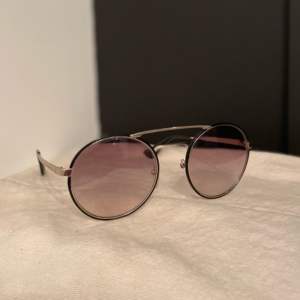 Prada Women's SPR51S SPR/51/S 1AB-2B0 Gold/Black Fashion Round Sunglasses 54mm